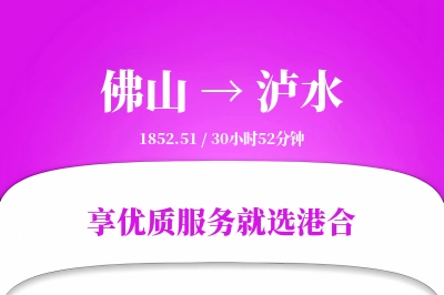 佛山到泸水物流专线-佛山至泸水货运公司2